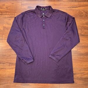 Nike Golf Tiger Woods Men's Polo Long Sleeve Shirt Size L Purple